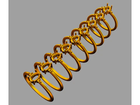 Oval Gemstone Classic Ring 3D Print Model