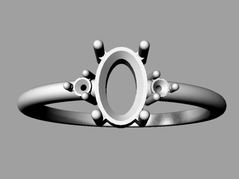 Oval Gemstone Classic Ring 3D Print Model