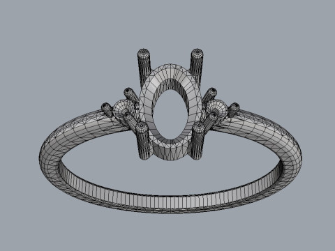 Oval Gemstone Classic Ring 3D-Druckmodell