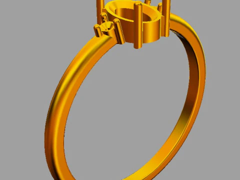 Oval Gemstone Classic Ring 3D Print Model