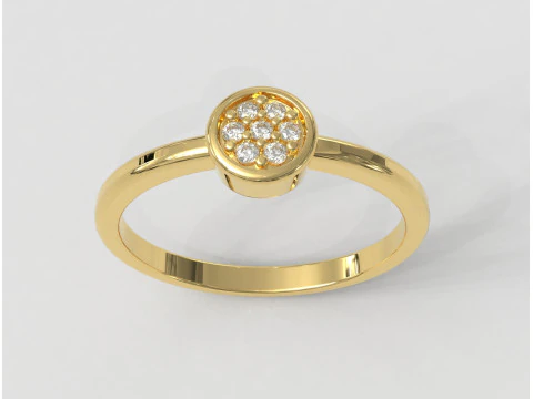 圆形钻石密钉戒指 3D 打印模型