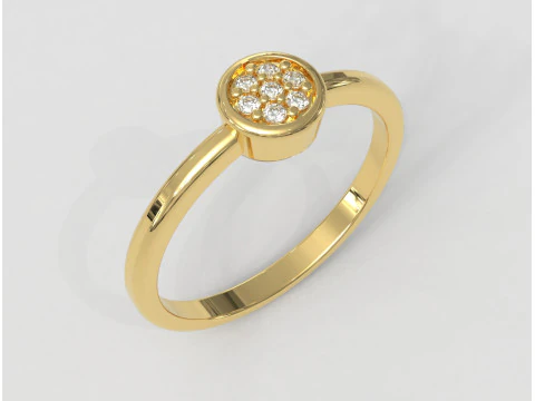 Round Diamond Pave Ring 3D Print Model