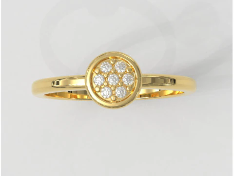 Round Diamond Pave Ring 3D Print Model