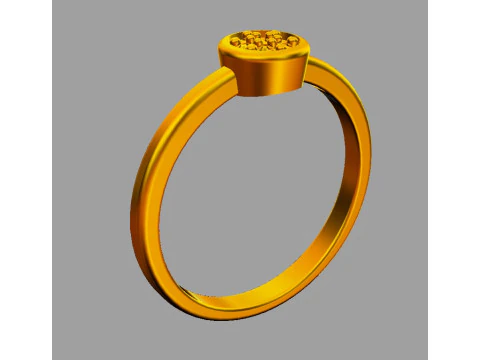 Round Diamond Pave Ring 3D Print Model