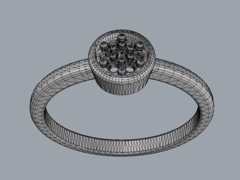 Round Diamond Pave Ring Model do druku 3D
