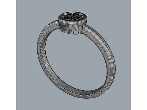 Round Diamond Pave Ring Model do druku 3D