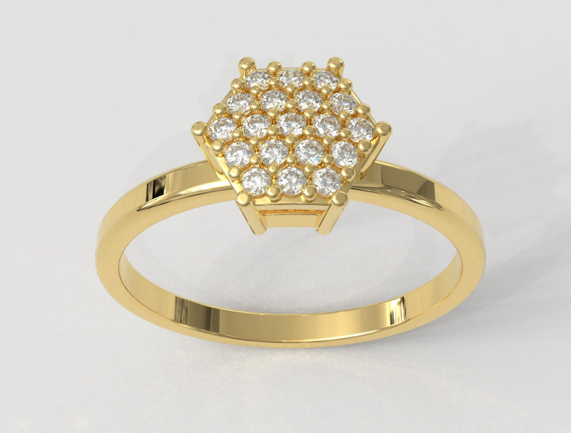 Classic Hexagon Pave Ring Model do druku 3D .c4d .max .obj .3ds .fbx .stl .blend 