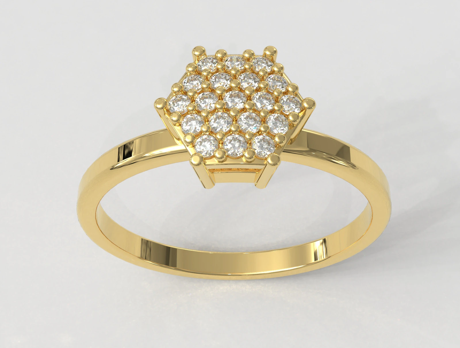 Classic Hexagon Pave Ring 3D Print Model .c4d .max .obj .3ds .fbx .stl .blend