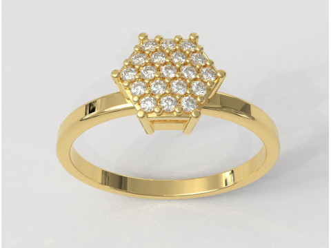Classic Hexagon Pave Ring 3D Print Model