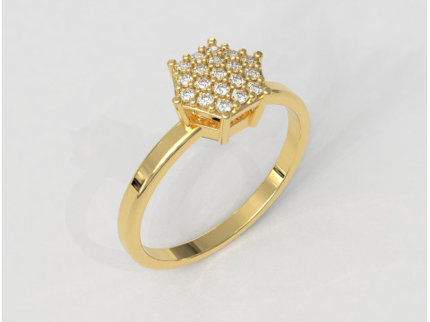 Classic Hexagon Pave Ring Model do druku 3D