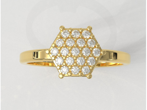Classic Hexagon Pave Ring Model do druku 3D