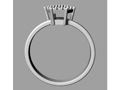 Classic Hexagon Pave Ring 3D Print Model
