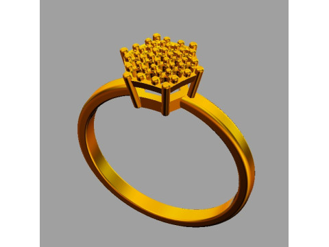 Classic Hexagon Pave Ring Model do druku 3D