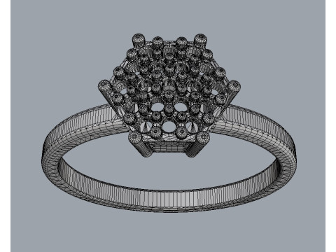 Classic Hexagon Pave Ring Model do druku 3D