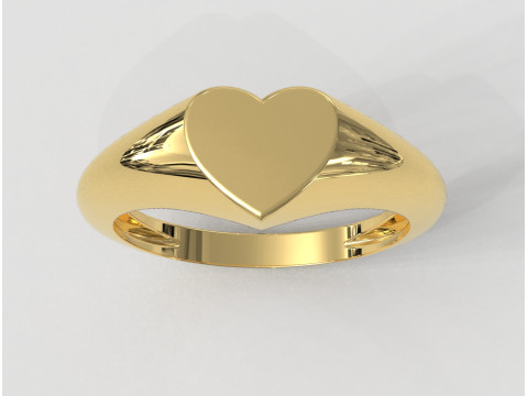 Heart Signet Ring 3D Print Model