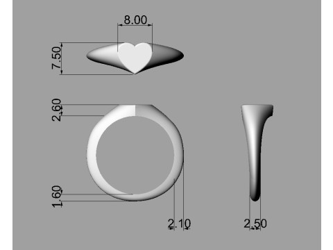 Heart Signet Ring 3D 프린트 모델