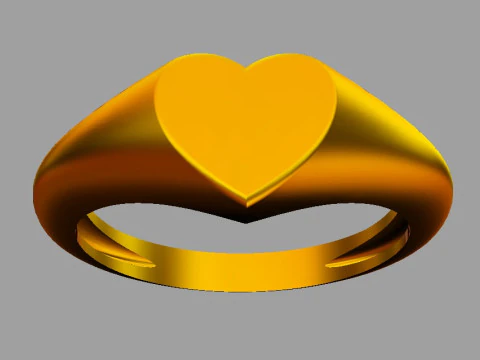 Heart Signet Ring 3D Print Model