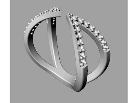 Modern Diamond Ring 3D Print Model
