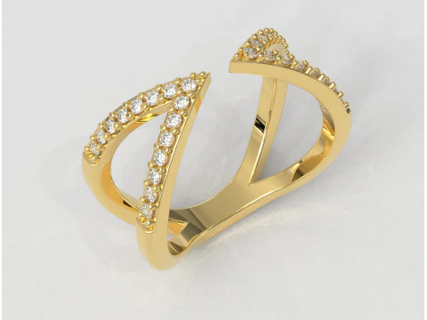 Modern Diamond Ring 3D Print Model