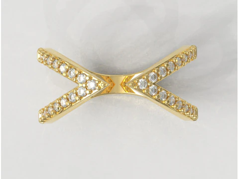 Modern Diamond Ring 3D Print Model