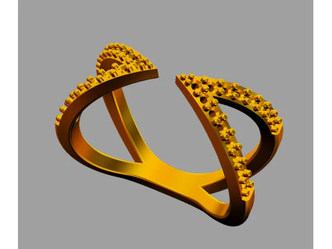 Modern Diamond Ring 3D Print Model
