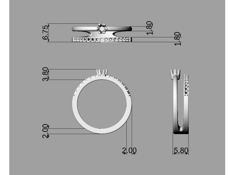 3mm Solitaire Ring Modelo de Impressão 3D