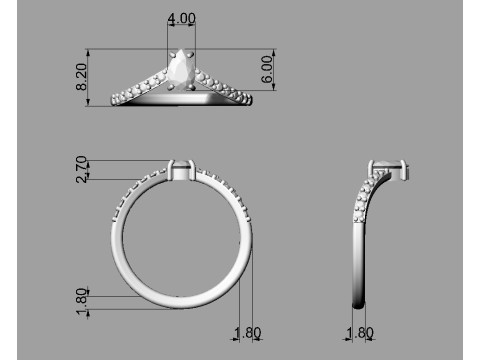 Gemstone Modern Ring 3D printmodel