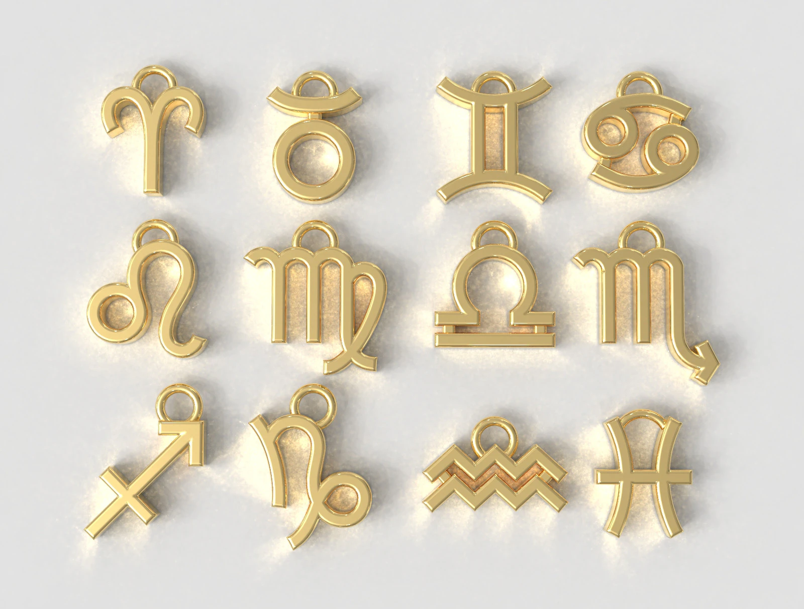 12 Zodiac Pendants 3D Print Model .c4d .max .obj .3ds .fbx .stl .blend 
