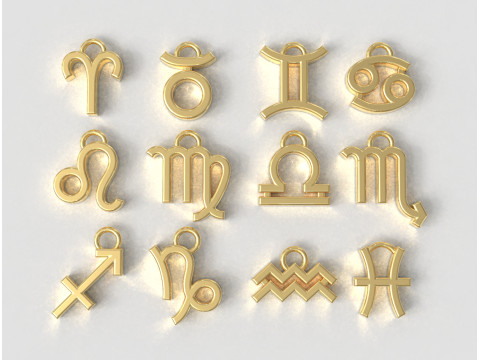 12 Zodiac Pendants 3Dプリントモデル