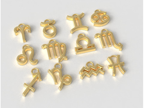 12 Zodiac Pendants 3D Принт Модель