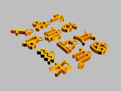 12 Zodiac Pendants 3D Принт Модель