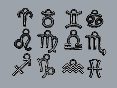12 Zodiac Pendants 3D Принт Модель
