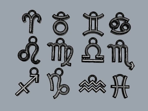 12 Zodiac Pendants 3D Print Model