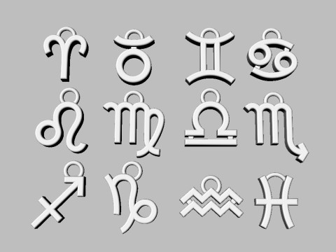12 Zodiac Pendants 3D Принт Модель