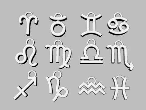 12 Zodiac Pendants 3D Print Model