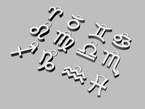 12 Zodiac Pendants 3D Принт Модель