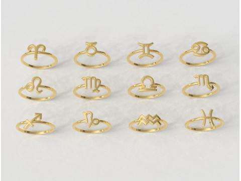12 Zodiac Rings - Full Set 3Dプリントモデル