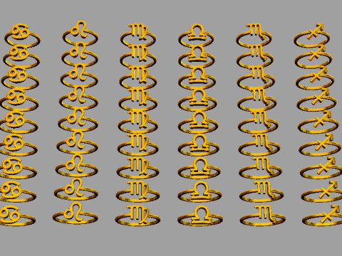 12 Zodiac Rings - Full Set 3D 프린트 모델