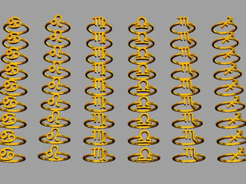 12 Zodiac Rings - Full Set 3D Print Model