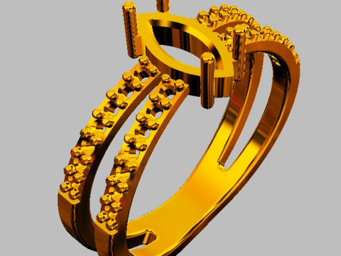 Marquise Gemstone Classic Ring Modelo de Impressão 3D