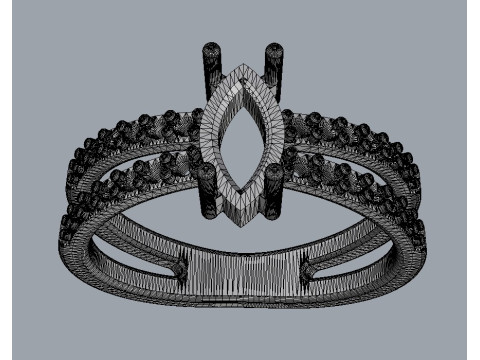 Marquise Gemstone Classic Ring Modelo de Impressão 3D