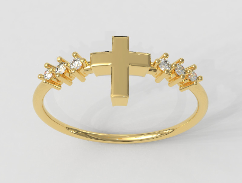 Cross Diamond Ring 3D Принт Модель .c4d .max .obj .3ds .fbx .stl .blend