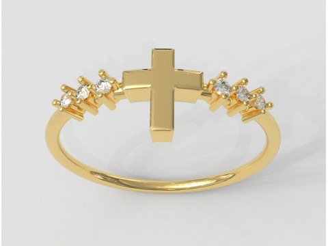 Cross Diamond Ring 3D Print Model