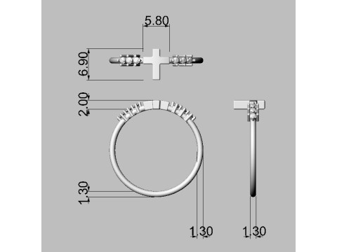 Cross Diamond Ring 3D Принт Модель