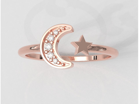 Moon and Star Ring Modello di stampa 3D