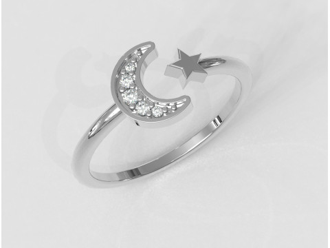 Moon and Star Ring Modello di stampa 3D
