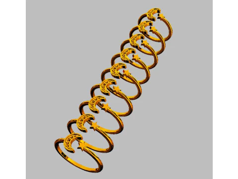 Moon and Star Ring 3D Print Model