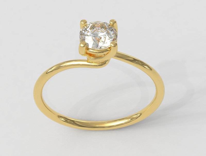 Twist Solitaire Ring - 5mm 3D Print Model .c4d .max .obj .3ds .fbx .stl .blend 