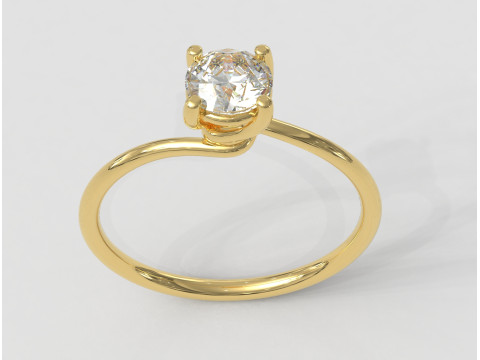 Twist Solitaire Ring - 5mm 3D Print Model