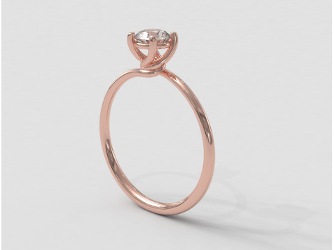 Twist Solitaire Ring - 5mm 3D Print Model